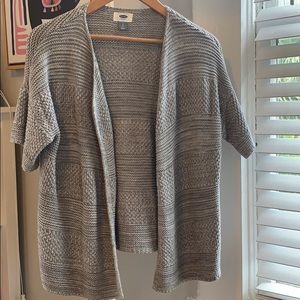 Short sleeve grey knit cardigan